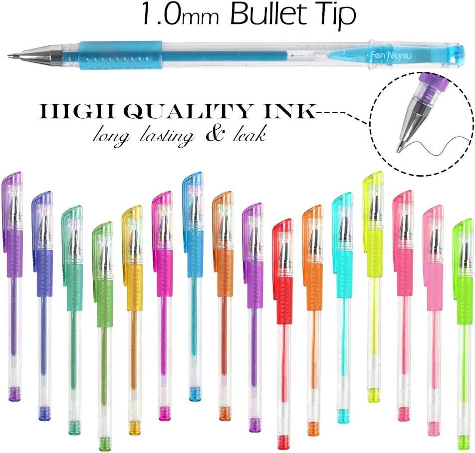 Aen Art Glitter Gel Pens Colored Fine Tip Markers with 40% More Ink for  Adult Coloring Books Drawing and Doodling (24 Colors)