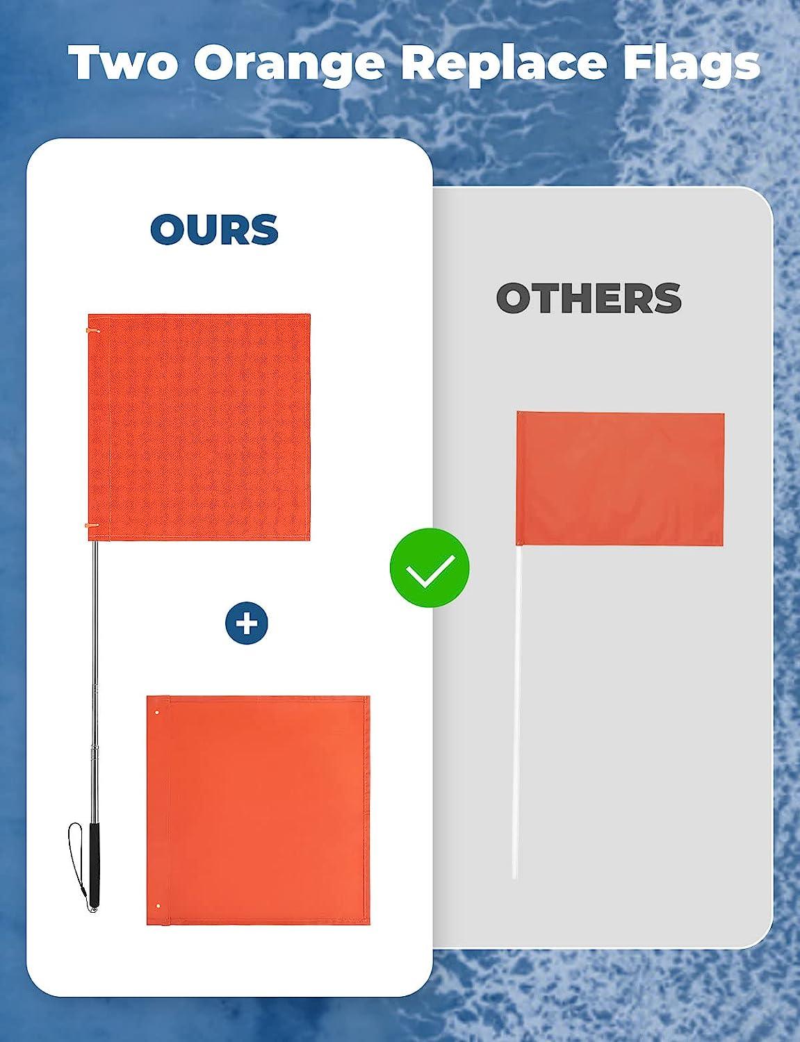 kemimoto Water Ski Flag, Orange Boat Flag with 48 Inches Adjustable