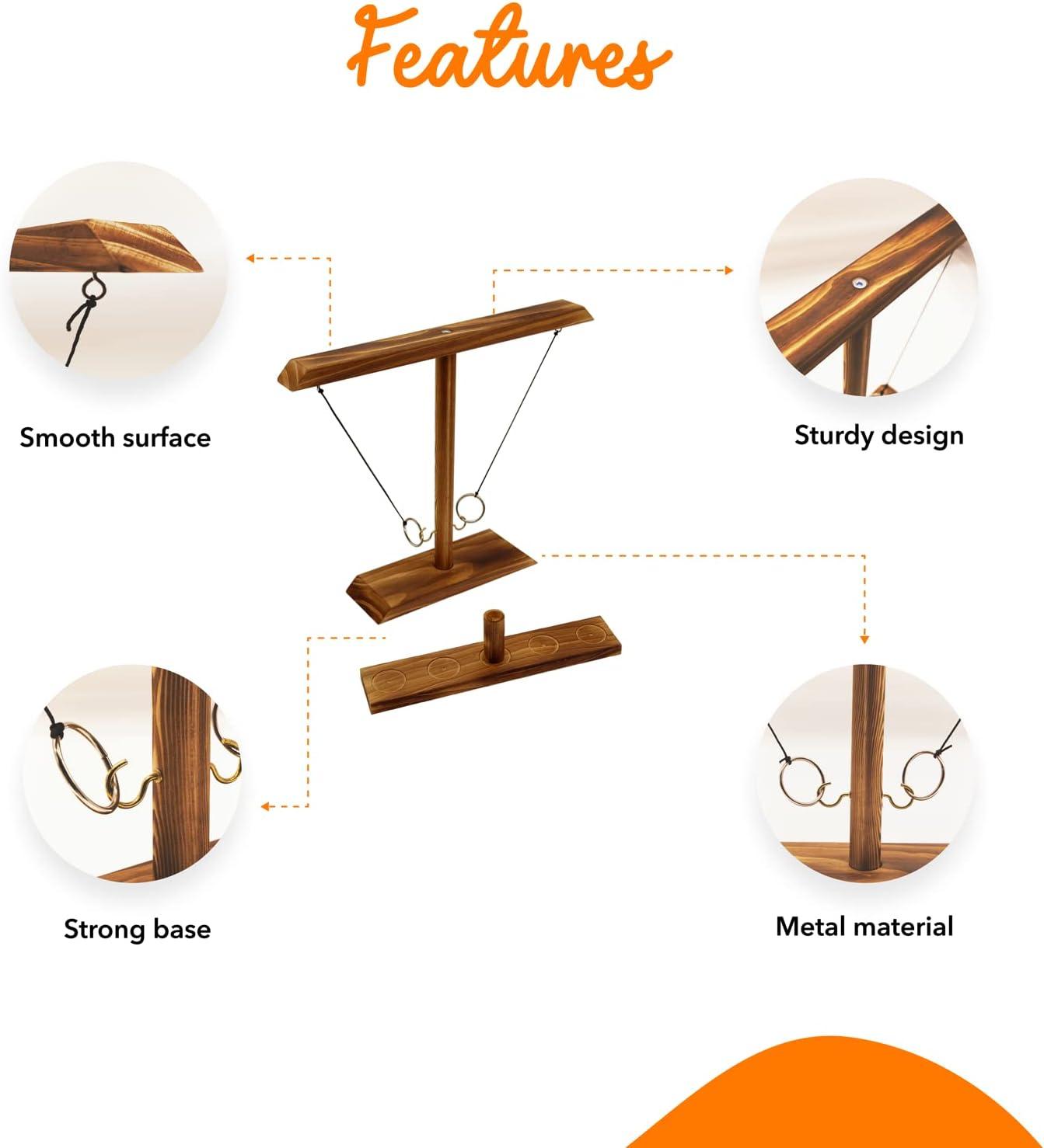 ViVACious Ring Toss Game Set for Home and Party Fun Handmade Wooden