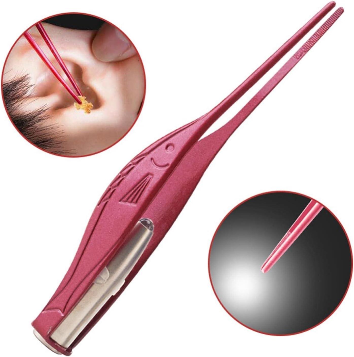 Ear Cleaner Earpick Wax Removal Tweezer Luminous Kids Stainless Steel Tweezer Remover Blue