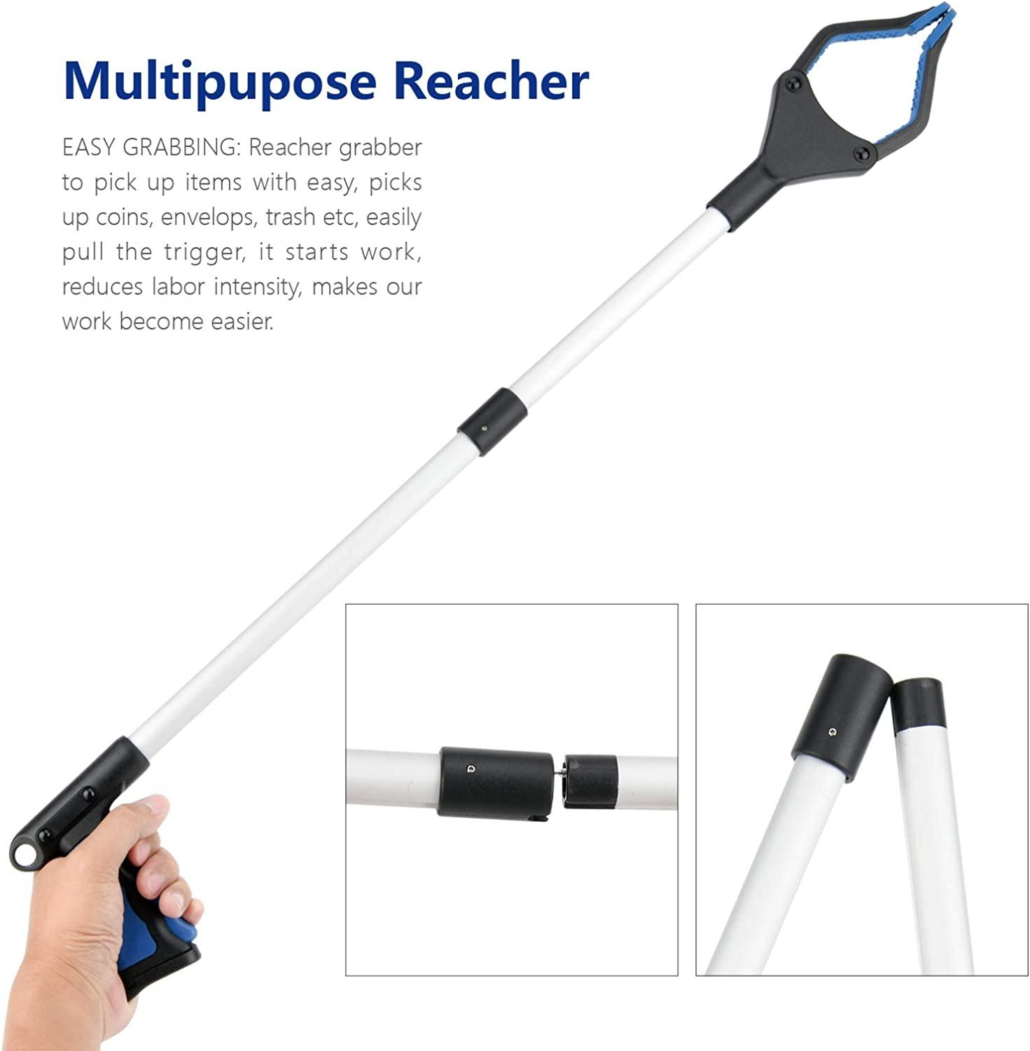 Reacher Grabber Tool, 32" Foldable Grabber Reacher, Rotating Jaw