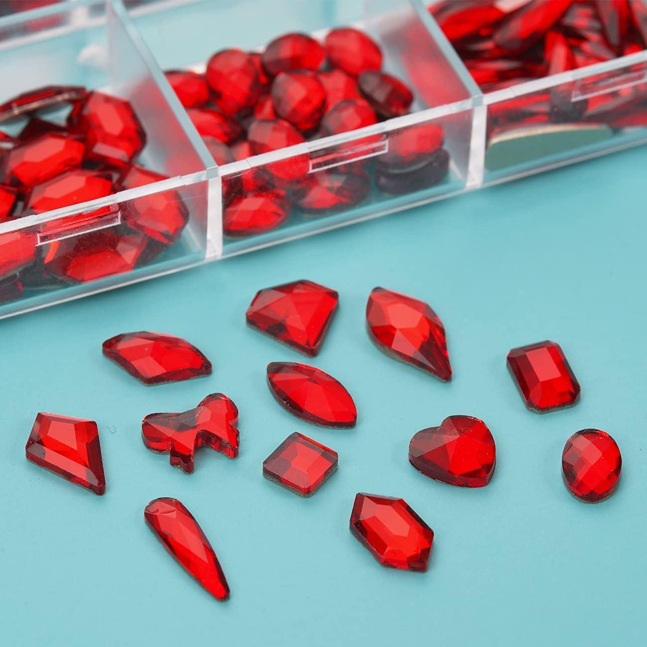 Red Rhinestones for Nails Ailipu 240Pcs Multi Shapes Crystals for Nails Red  Stones for Nails 241 Piece Set Red-240pcs