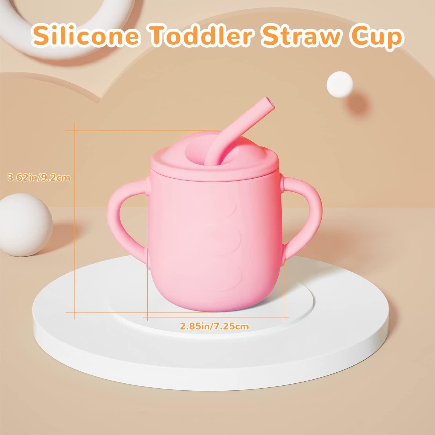 TopEsct Silicone Toddler Straw Lid Cup 100% Silicone Developmental Baby-Led  Weaning Drinking Cups for Toddlers 6 OZ Weighted Shatterproof Baby Straw  Cups with Lid - 4 months+(PINK)