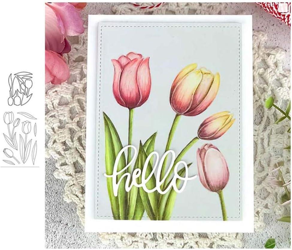 Tulip Silicone Clear Stamp and Die Sets for Card Making, DIY Embossing  Photo Album Decorative Craft