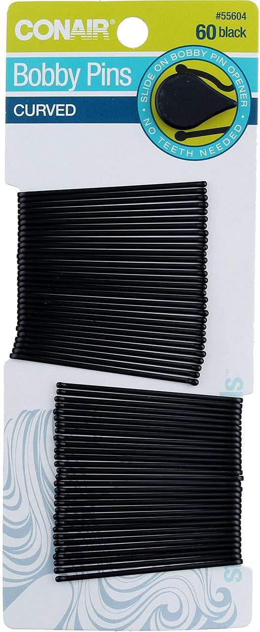 CURVED BOBBY PINS 60 PK BL