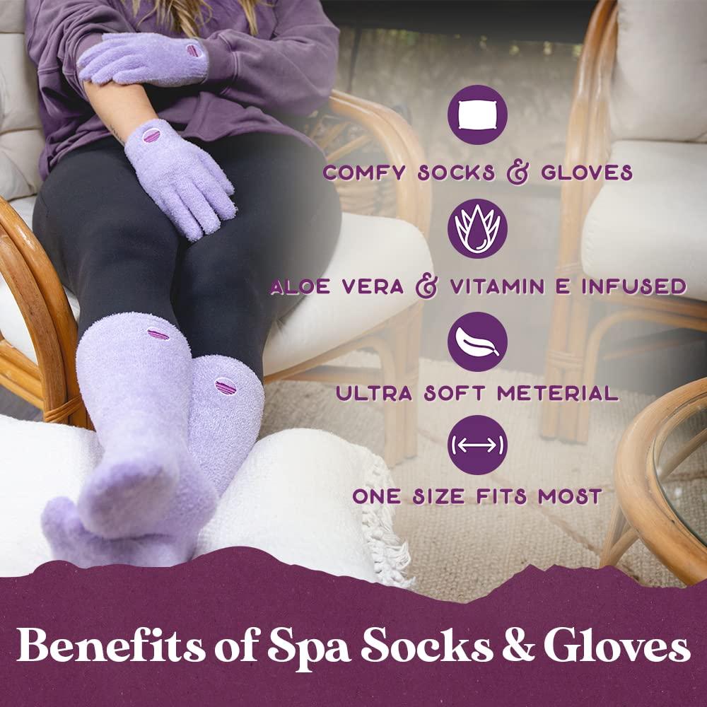 Purple Canyon Aloe Spa Sock and Glove Set for Women and Men Perfect