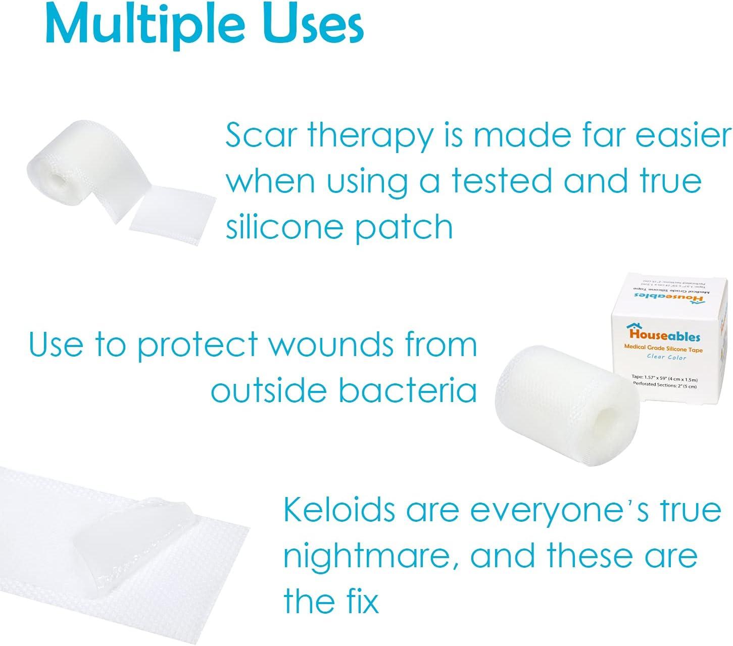 Houseables Silicone Scar Sheets Treatment Tape 1.57 x 59 with 2