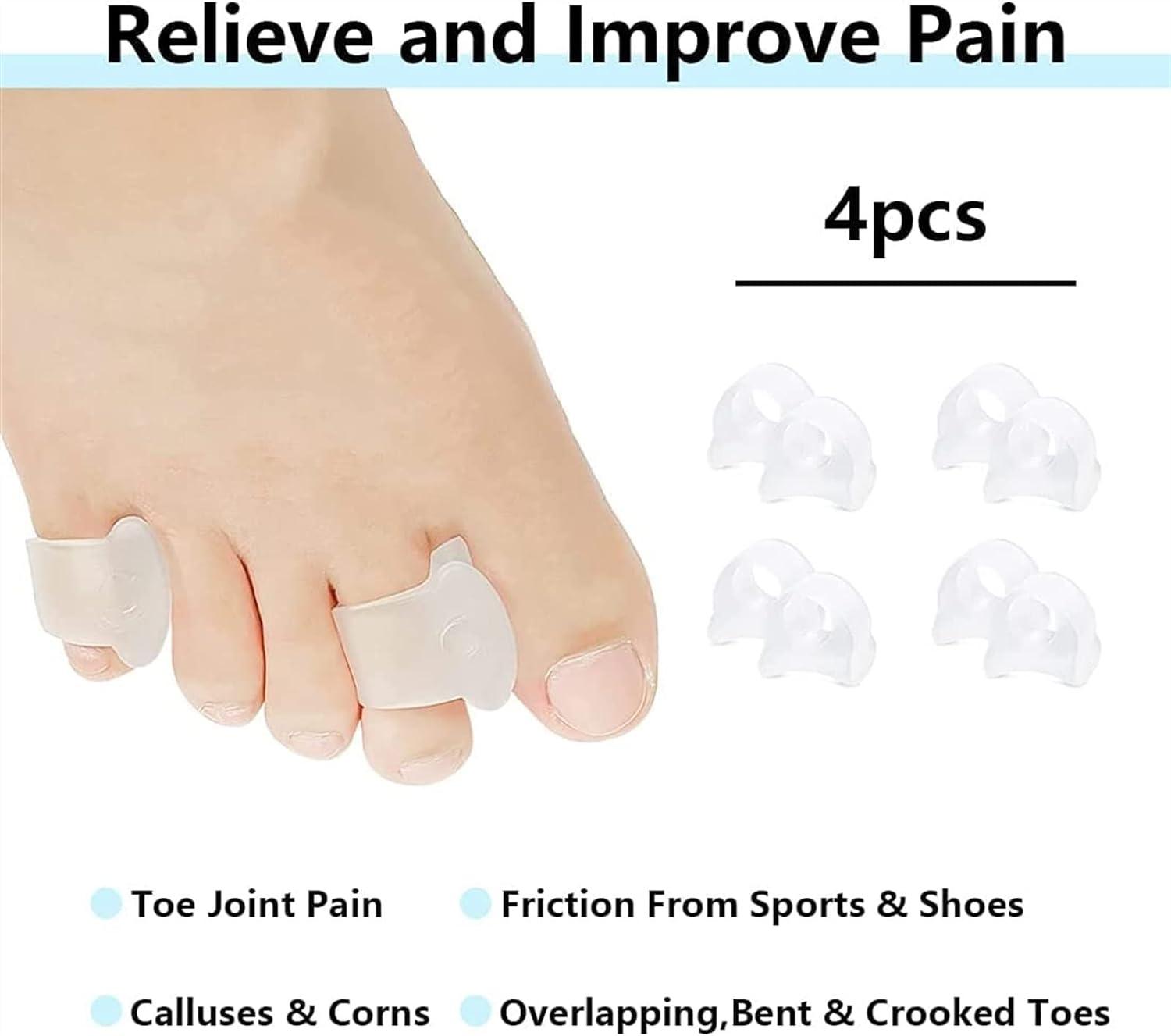 HAILIA 4 Pairs Clear Toe Separators Toe Spacer for Bunion Corrector Gel