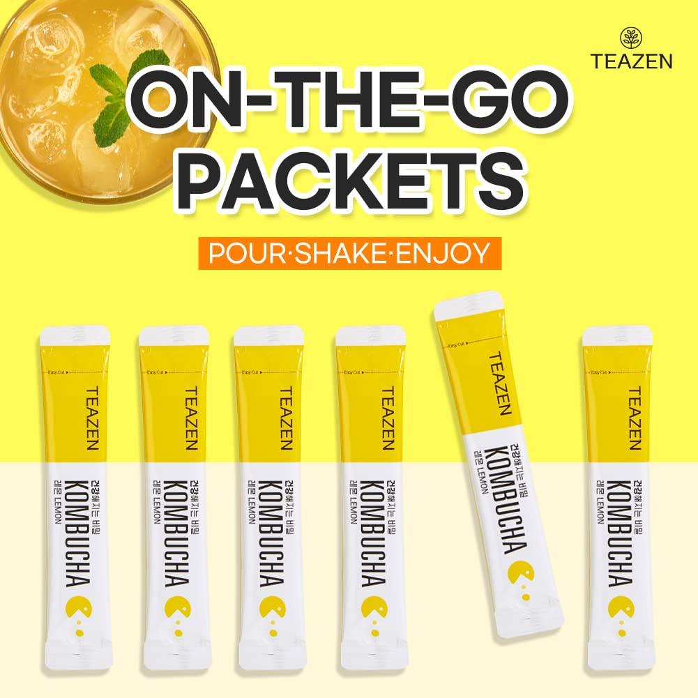 Teazen Kombucha Tea Zero Sugar Sparkling Powdered Mix with Live Probiotics & Prebiotics 10