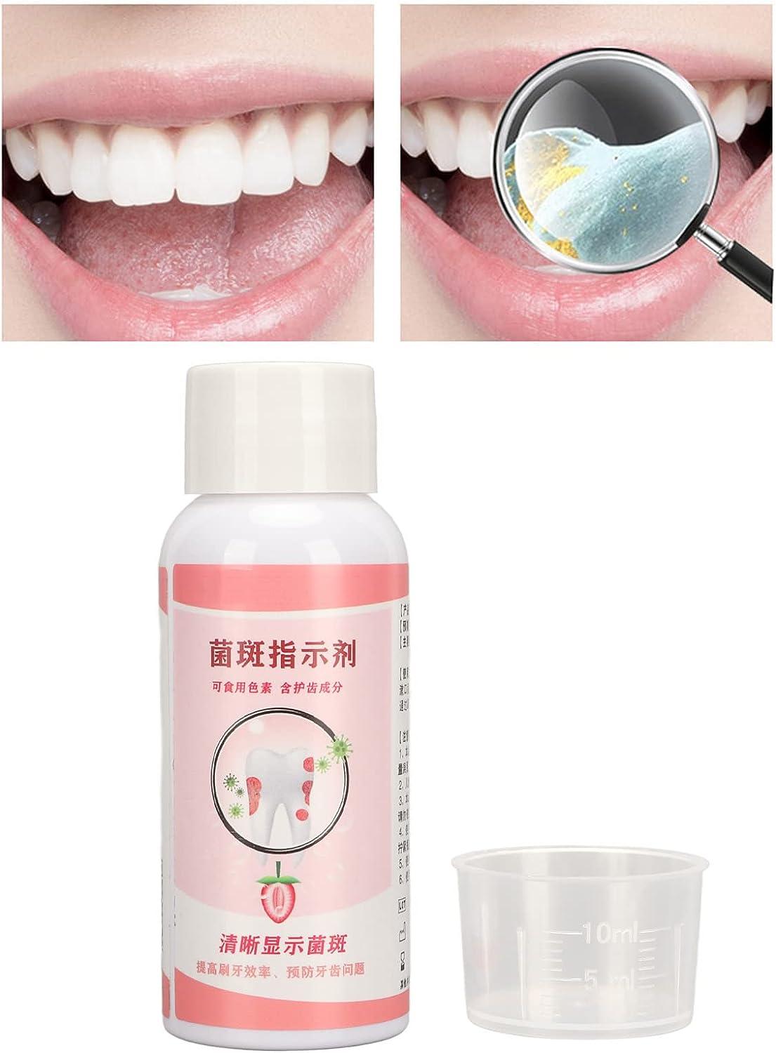 Plaque Disclosing Agent, 60ml Dental Plaque Indicator with Scale Cup