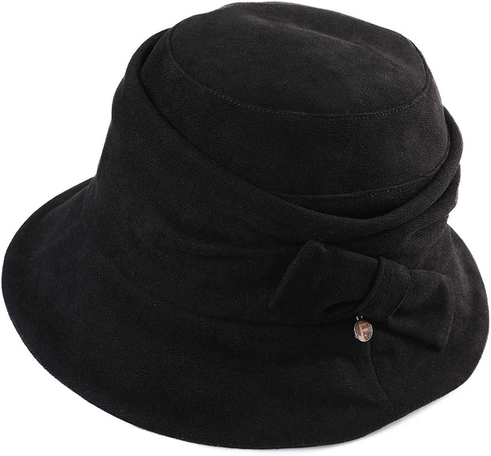 Winter Cloche Bucket Hat For Women Wool Elegant Dress 1920s Vintage