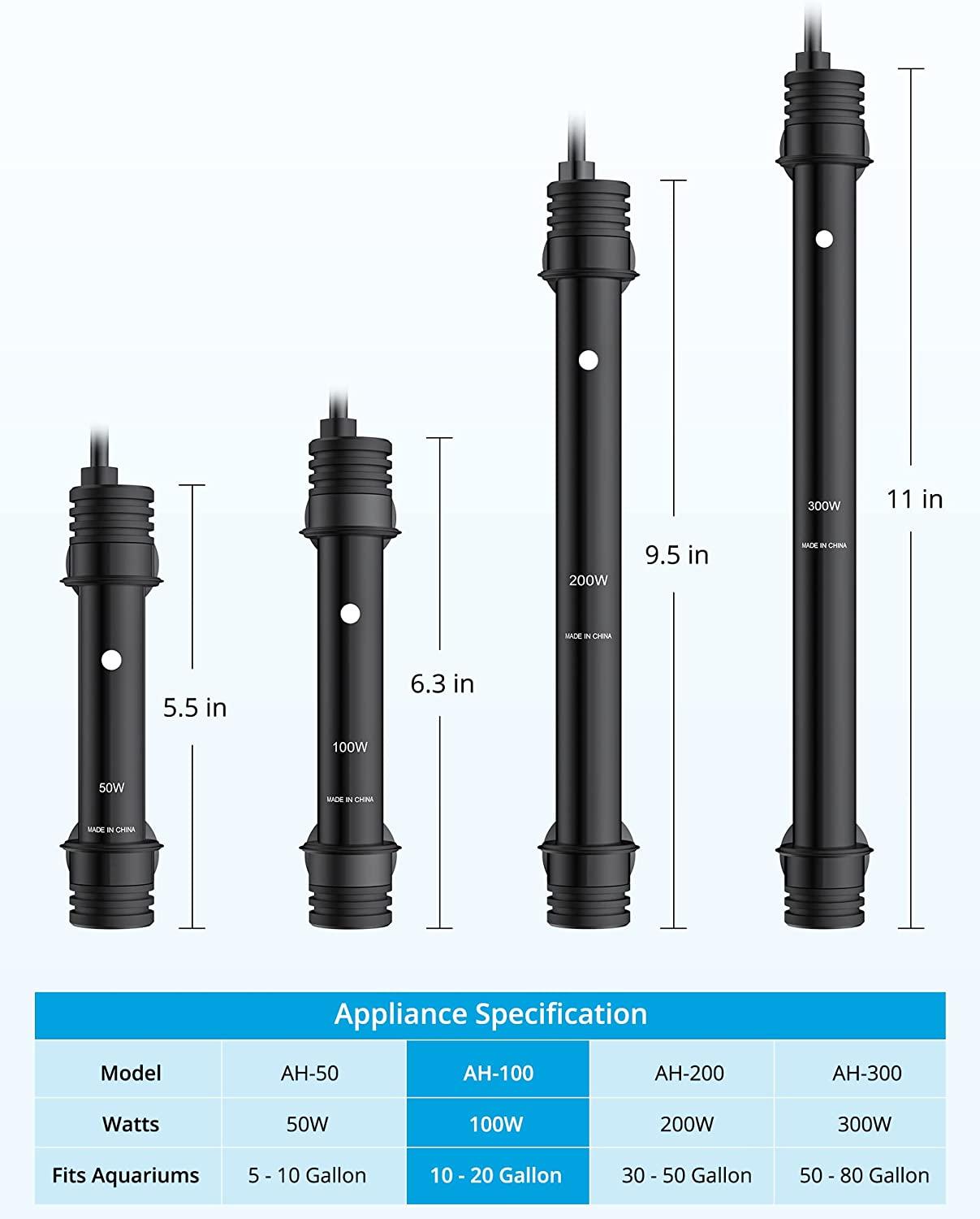 NICREW 100W Aquarium Heater with Adjustable Temperature Controller