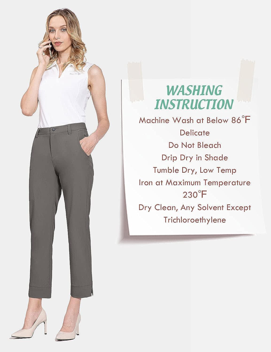 BALEAF Women's Golf Pants Stretch Lightweight Quick Dry Water Resistant  Work Pants with Zipper Pocket Steel Grey Medium