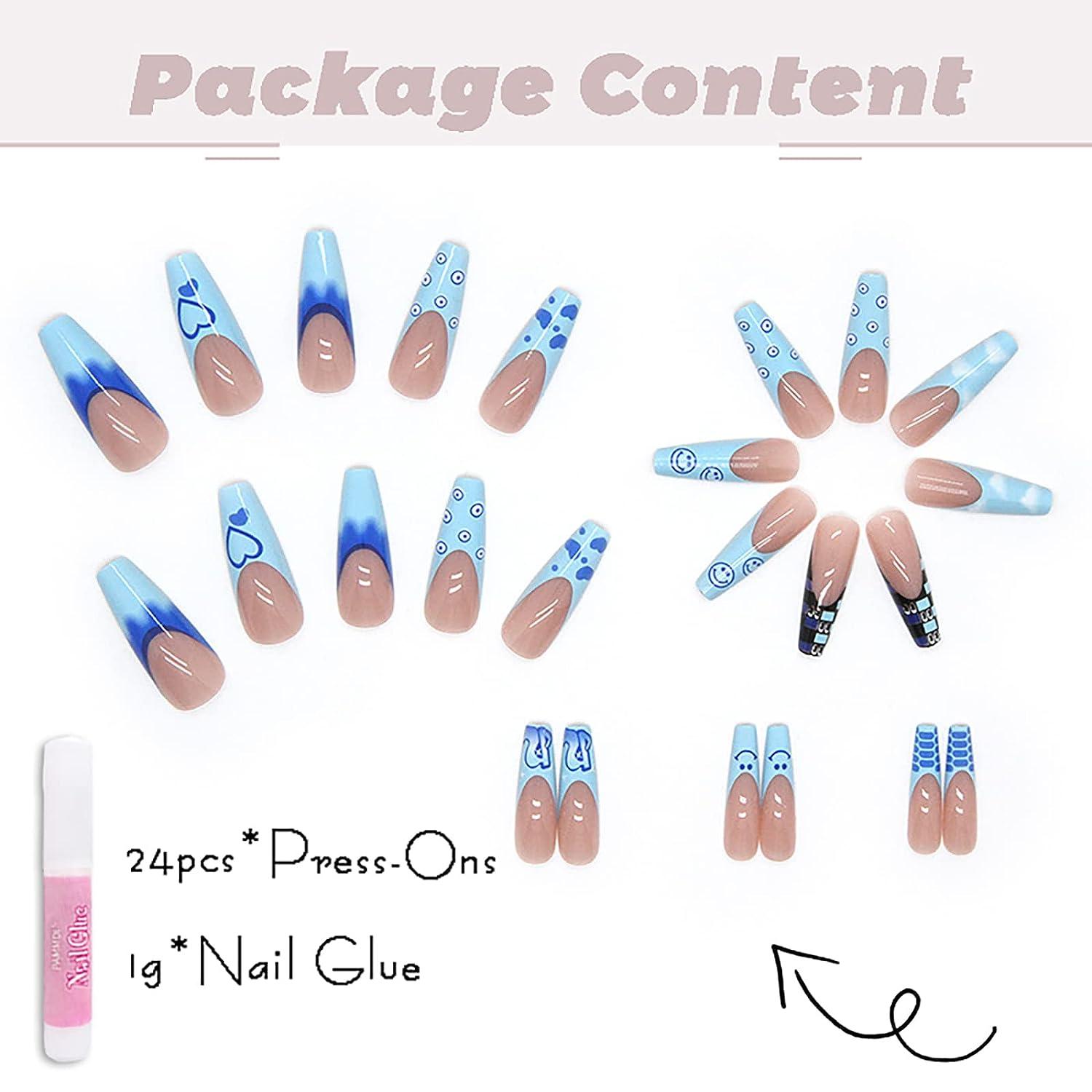 Amazon.com: Glamnetic Ma Damn Press On Nails and Brush On Nail Glue |  French Tip Short Pointed Almond Nails | Mess Free, Brush Tip Applicator |  24 Nails with Glue