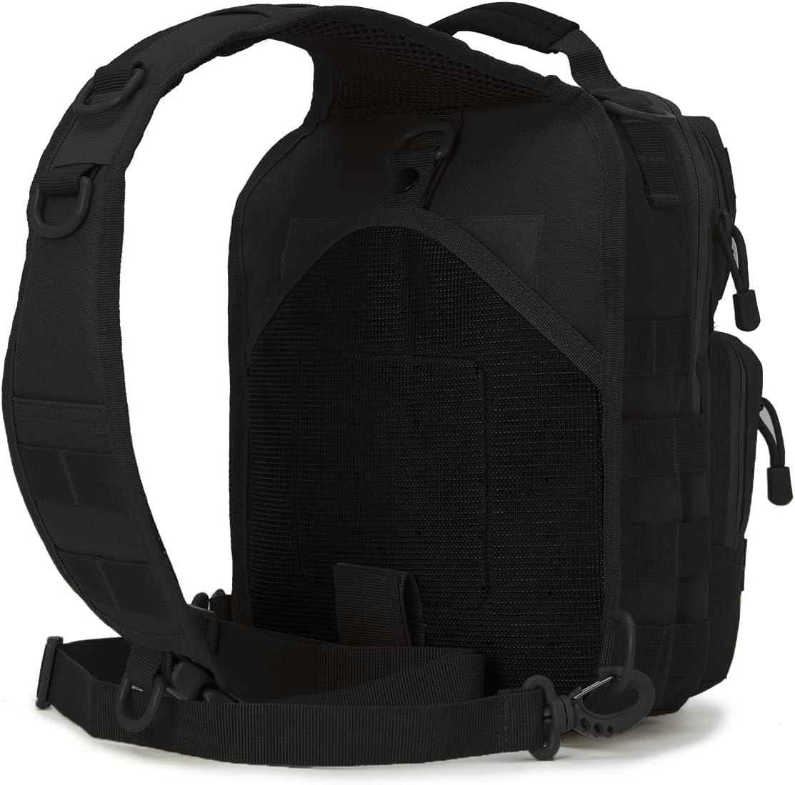 QT&QY Tactical Sling Bag for Men Small Military Rover Shoulder Backpack EDC  Chest Pack Molle Assault Range Bag Newblack