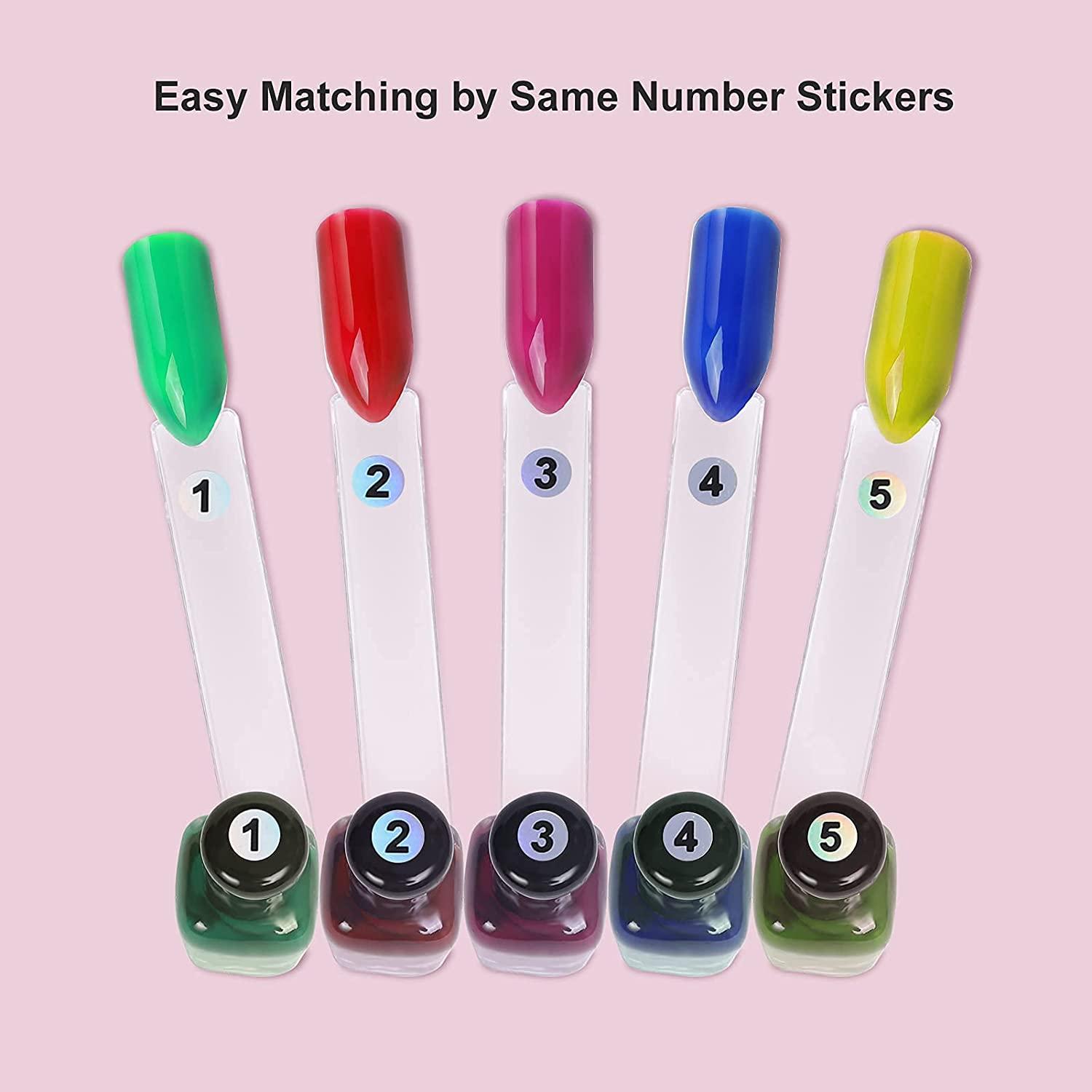 100 ps Fanshaped False Nail Swatch Sticks with Number Stickers for