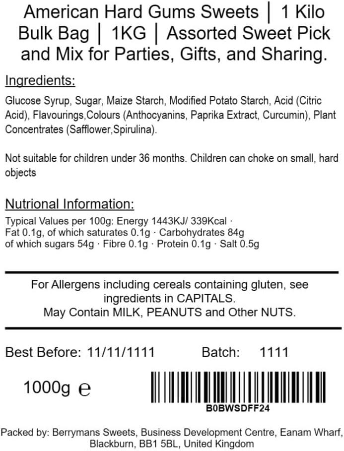American Hard Gums Sweets 1 Kilo Bulk Bag 1KG Assorted Sweet Pick And Mix For Parties Gifts And Sharing~p107350480 - View #8