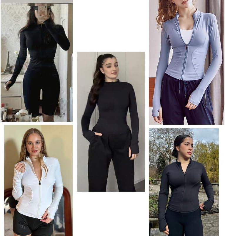 IECCP T-Shirts De Sport Fee à Anche Longues Tops 1/2 Fereture