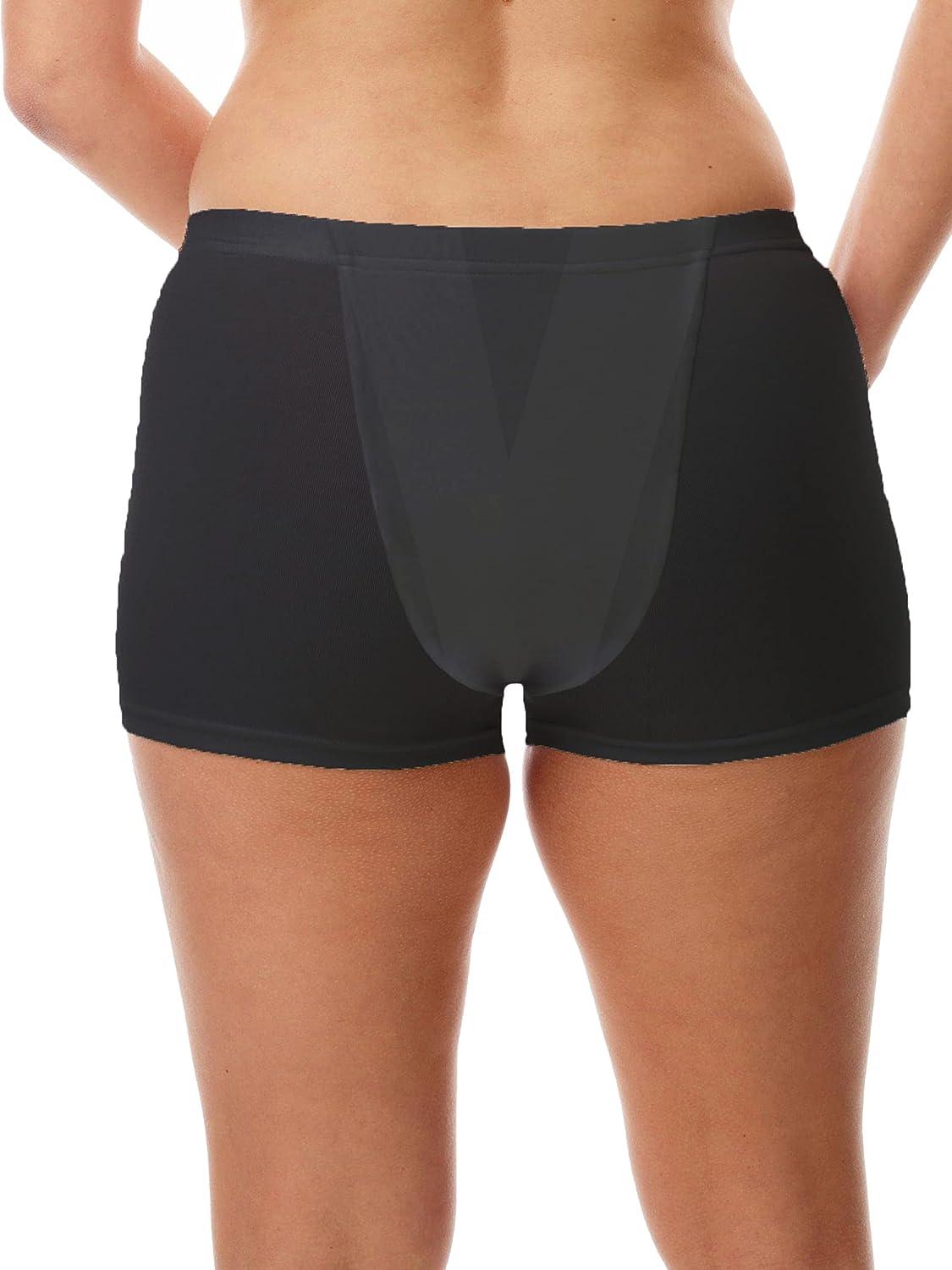 Vulvar Varicosity and Prolapse Support Boy-Leg Brief with Groin Compression  Bands - 523 Black Medium