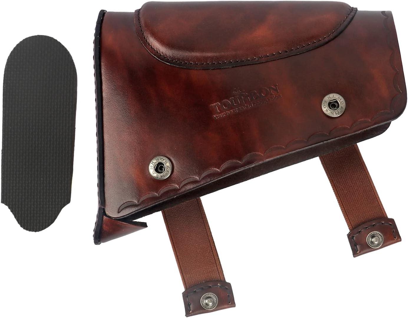 Calciolo Per Fucile Tourbn In Pelle Marrone - Poggiaguancia Antirinculo Per Cacciatori Destri O Mancini - Foto 12