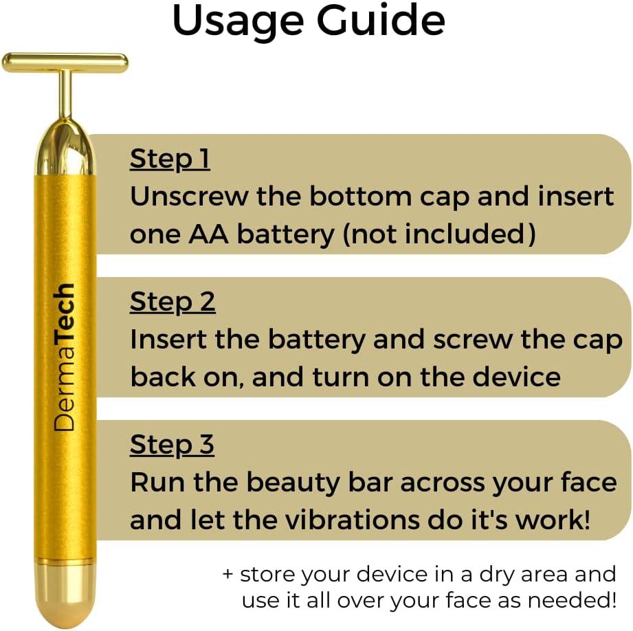 DermaTech Gold Sculpting Beauty Bar | Electric Face Massager for Lifting and Toning | Sonic Vibration Facial Tool | Buy Now with Express International Delivery | GoSupps.com DermaTech Gold Sculpting Beauty Bar | Electric Face Massager for Lifting and Toning | Sonic Vibration Facial Tool | Buy Now with Express International Delivery | GoSupps.com