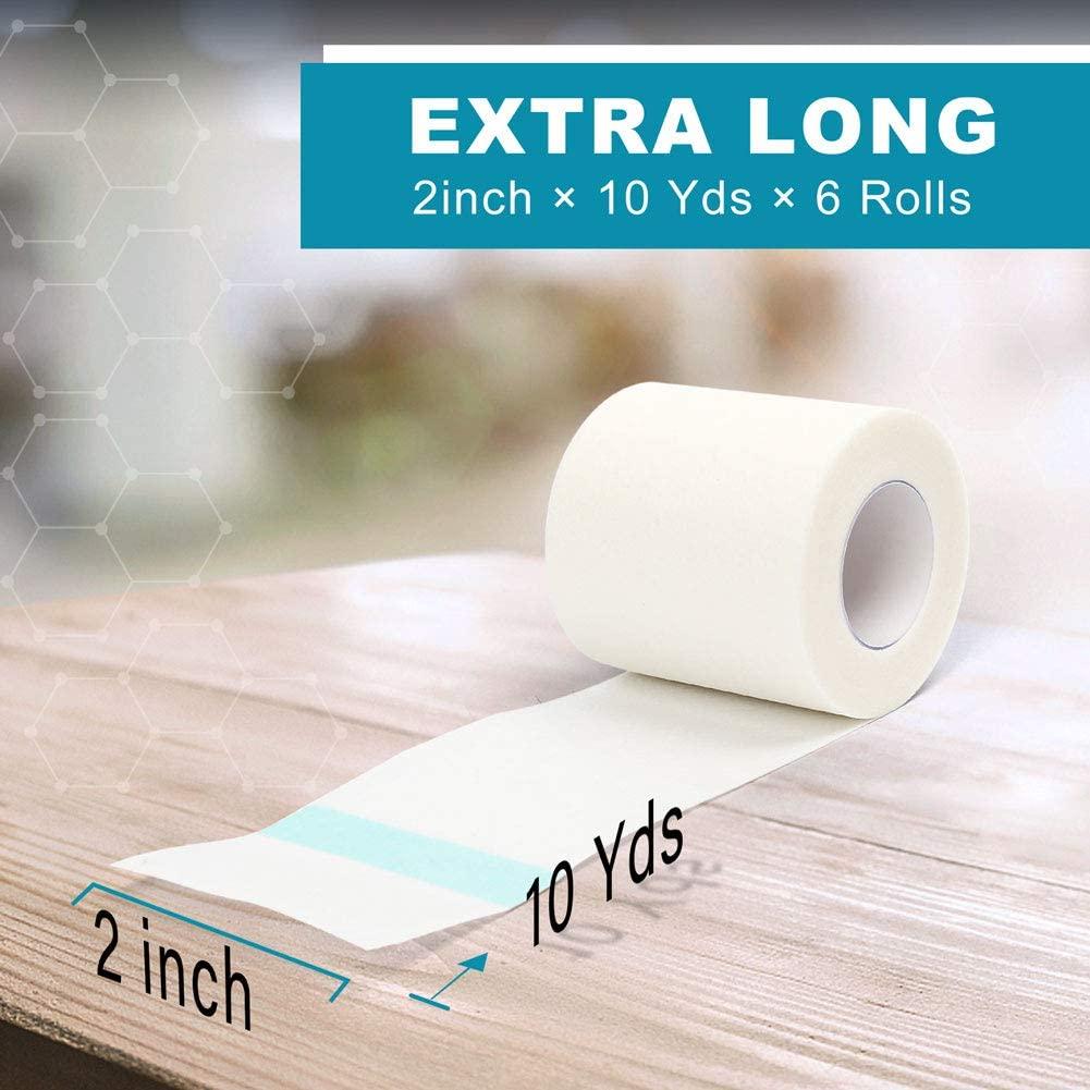 LotFancy Medical Tape, 6Rolls 2inch x 10Yards, Adhesive Hypoallergenic