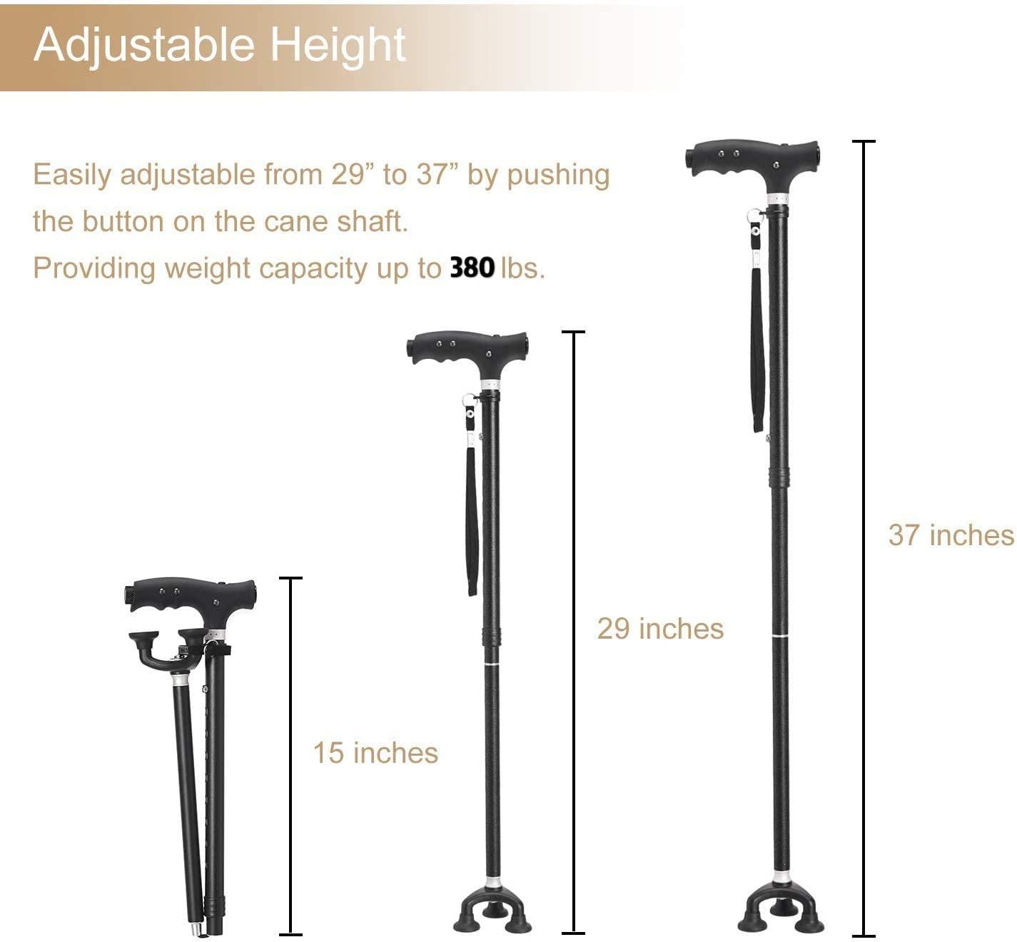 BeneCane Adjustable Walking Cane with LED Light Lightweight Portable