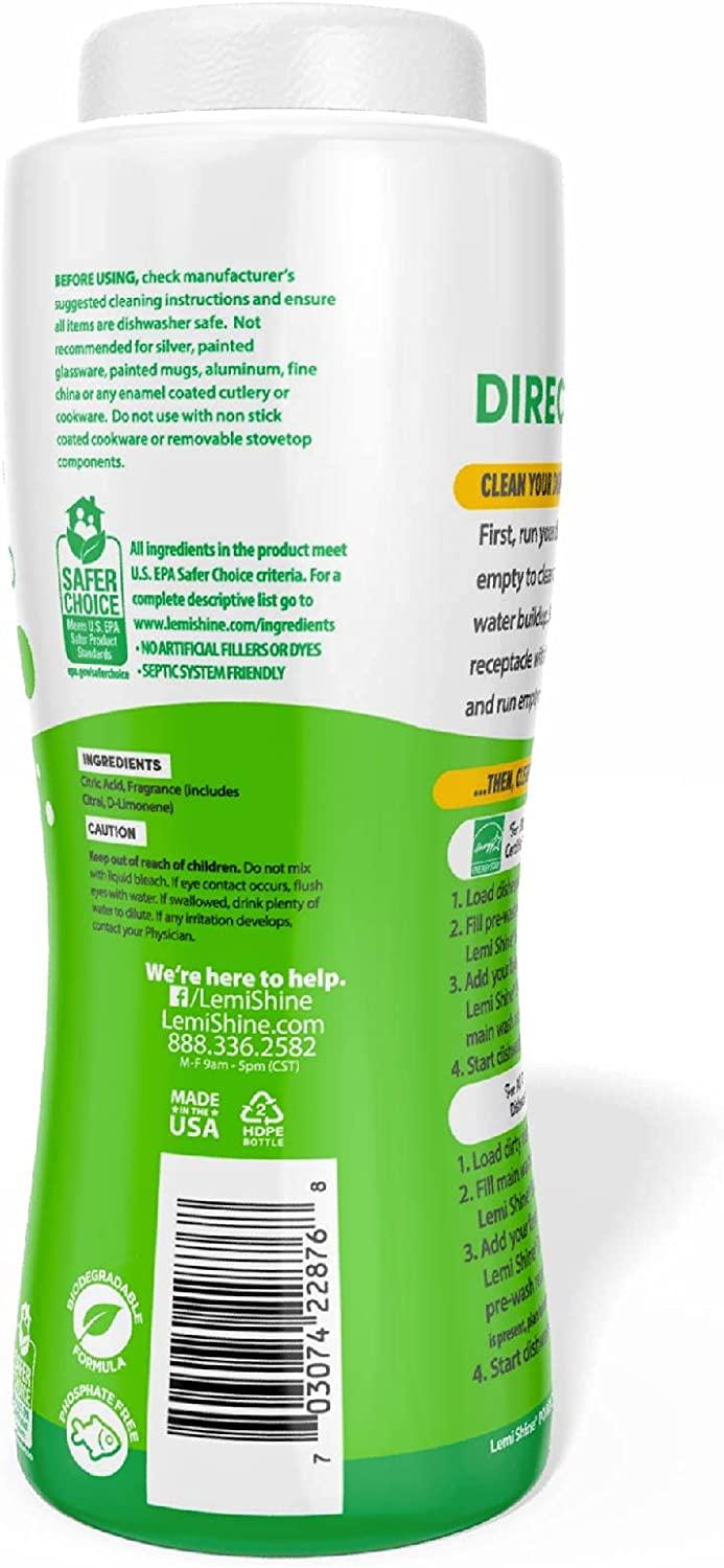 Lemi Shine Dish Detergent Booster, Hard Water Stain Remover, MultiUse