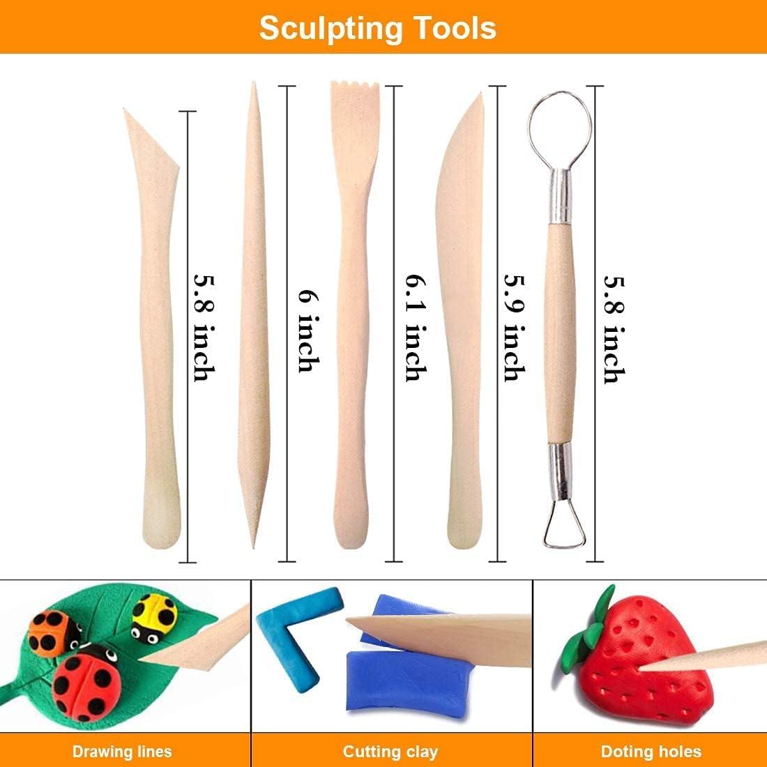 Polymer Clay Tools Genround 25 Pcs Polymer Clay Sculpting Tools with  Storage Bag Modeling Clay Tools Clay Sculpting Tools for Kids