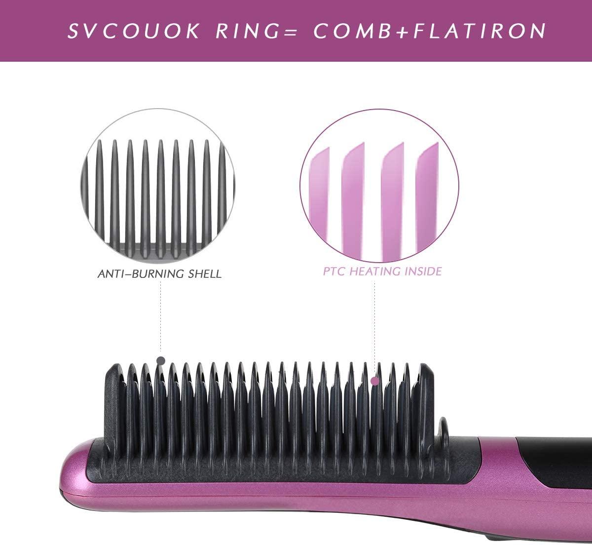 Straightening Comb for Hair Electric - 2-in-1 Hot Brush Hair Straightener  Ceramic Fast Heating Hair Straightener Brush with Auto-Off & Anti Scald Straightener  Brush Thick Hair for Home, Salon, Travel