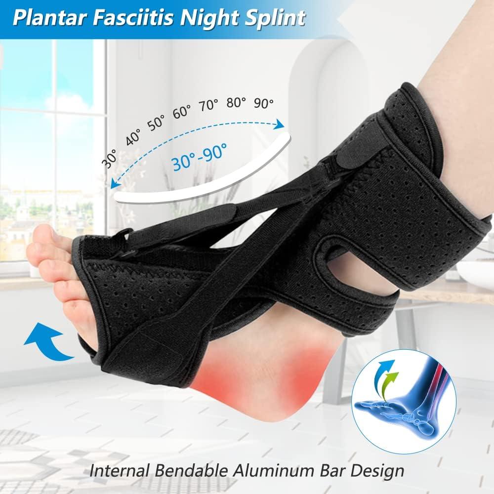 Plantar Fasciitis Night Splint Upgrade 3 Adjustable Straps with Soft