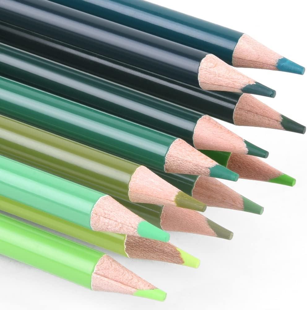 qianshan 12 Green Colored Pencils Oil Based Pre-sharpened Wooden Colored  Pencil Set for Adults Coloring Books Drawing Sketching Art Supplies, No  Duplicates 12 green pencils