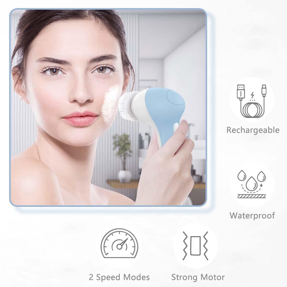 CLSEVXY Rechargeable Facial Cleansing Brush with 7 Heads Deep