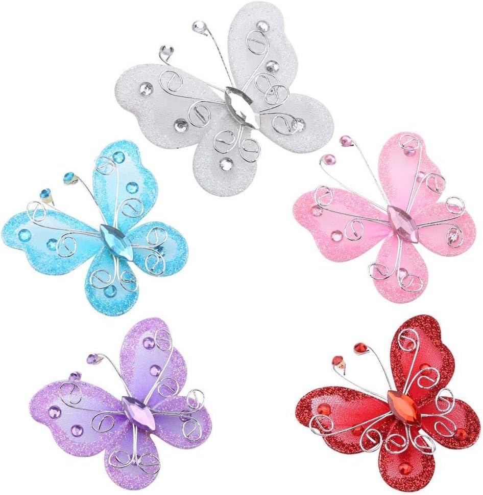 MERRYHAPY 30pcs Party Decoration Butterfly 3D Butterflies Mariposas  Decorativas para Fiesta Mini Wall Decor Nylon Glitter Christmas Ornaments  Wire