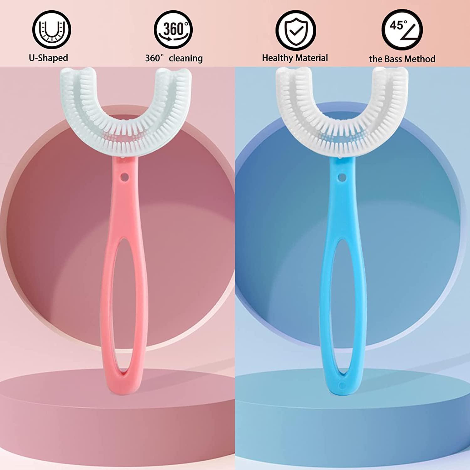 UShaped Kids Toothbrush 360 Manual Toothbrush for 612 Years Old 2 Count