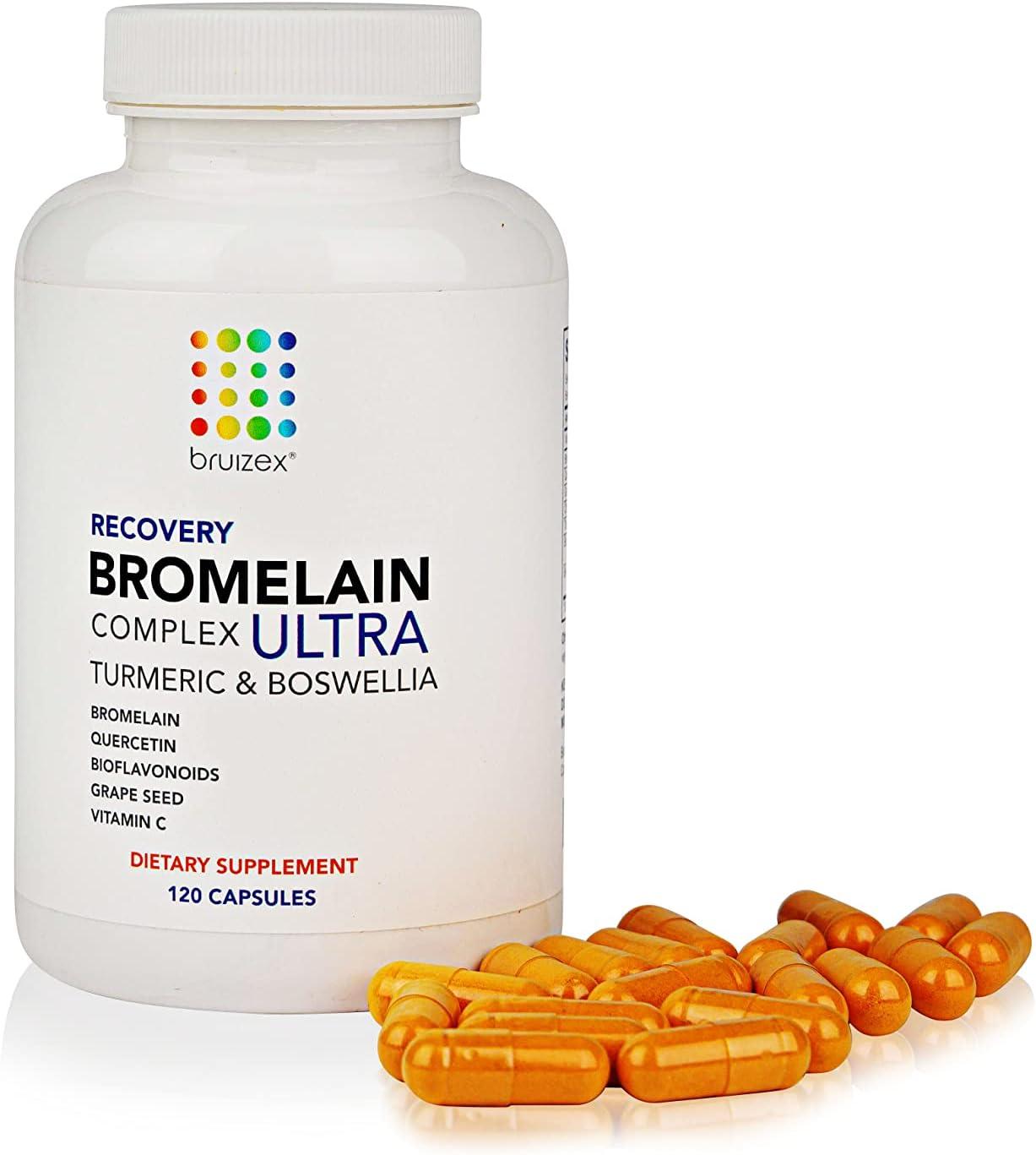 Bruizex Ultra Bromelain & Quercetin Supplement 120 Capsules Skin Trauma Recovery Anti
