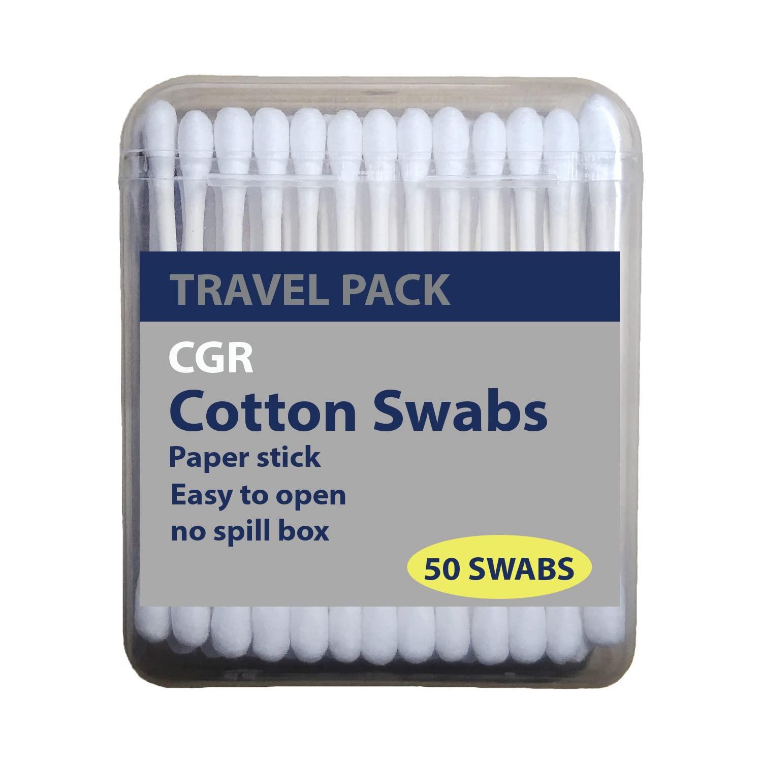  400pcs CGR Organic cotton Swabs, 100% Cotton Double-Tipped,  White Paper Sticks(compostable), Travel Pack(8 Pack of 50 Swabs Total) :  Beauty & Personal Care