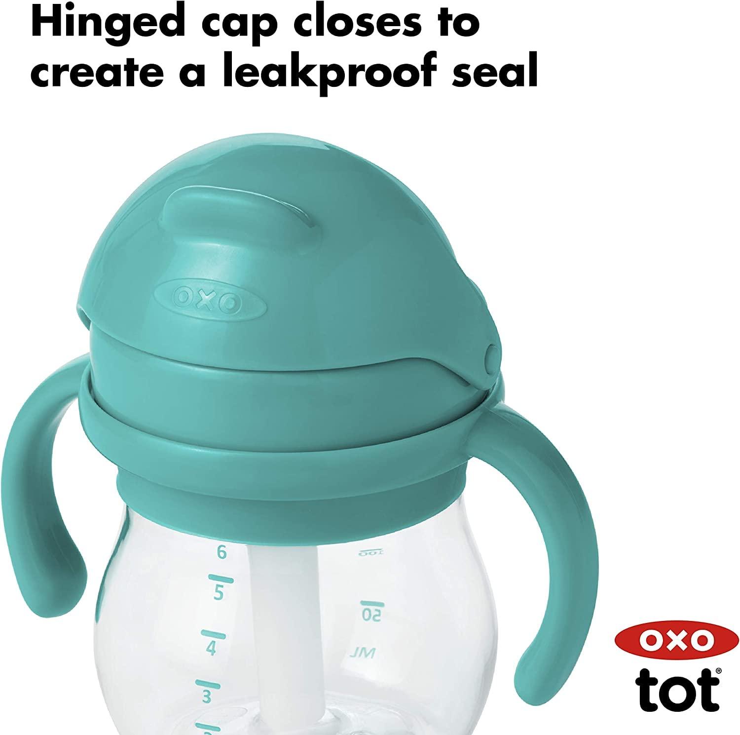 OXO Tot 6 Ounce Transitions Straw Cup with Removable Handles Teal