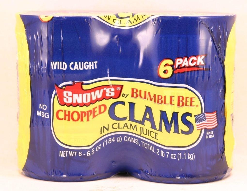 6 Pack Snow's by Bumble Bee Chopped Clams in Clam Juice 6.5oz Cans