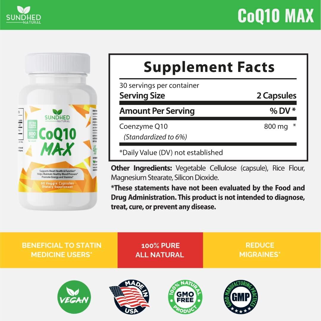 Sundhed Natural CoQ10 Max Extra Strength 800mg Powerful Antioxidant