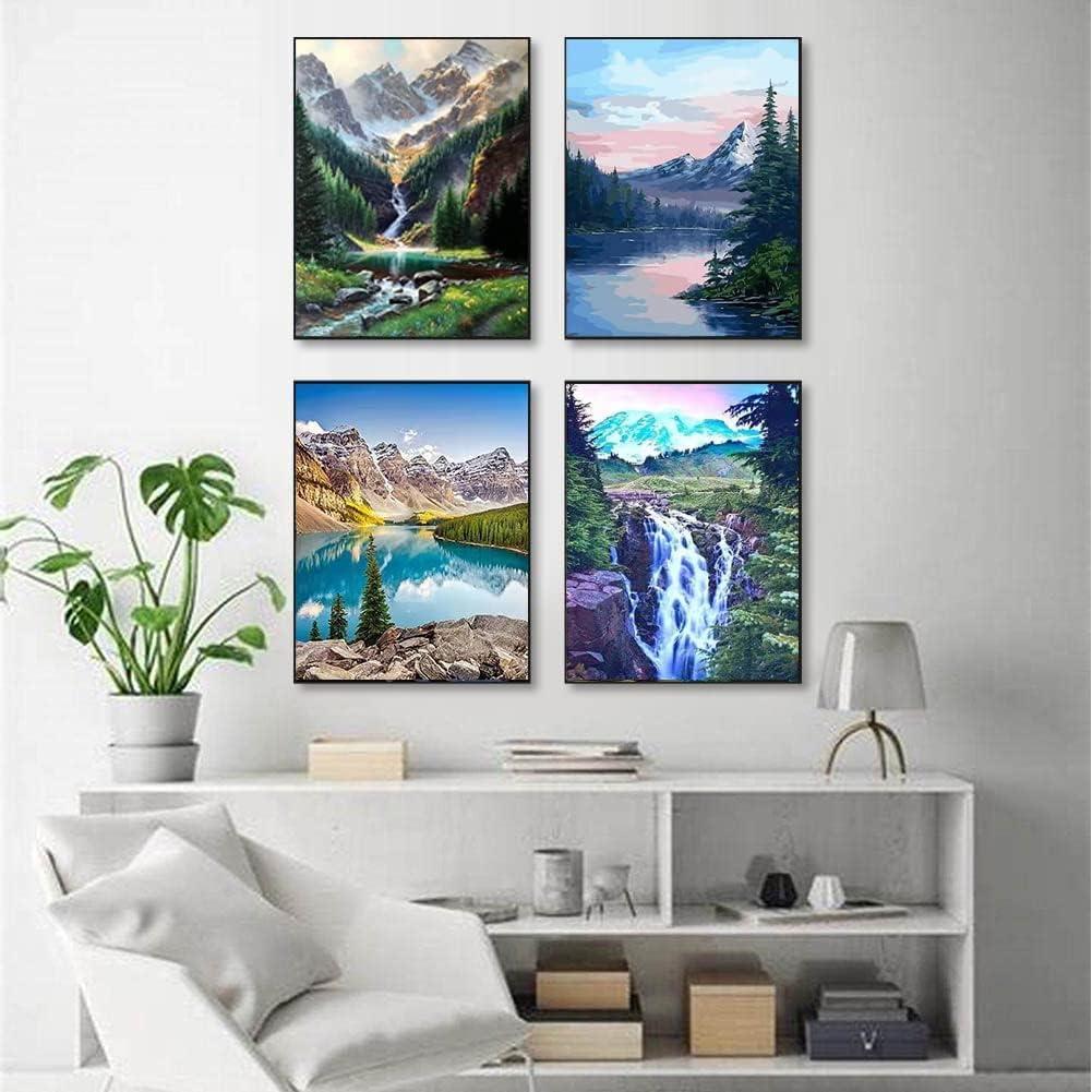 Mountains Waterfall Paint by Number Kit 4 Pack DIY Adult & Kids