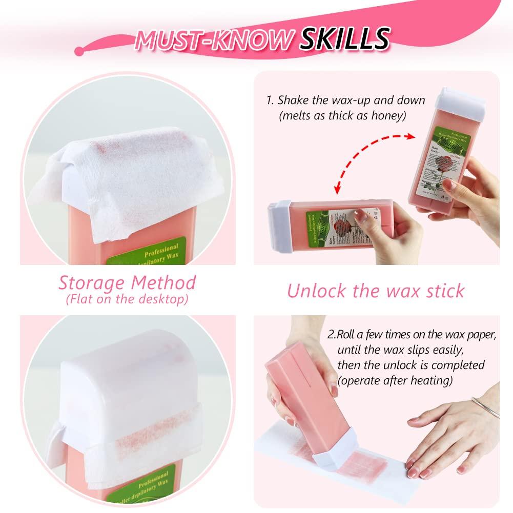 Roll on Wax Warmer Kit, Wax Roller Kit for Hair Removal, Painless