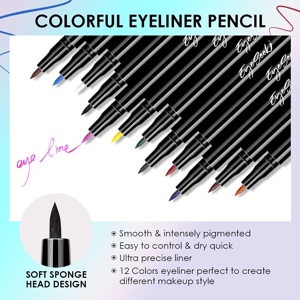EYESEEK Liquid Eyeliner Pen Set Colorful Eye Liner pencil Matte 12