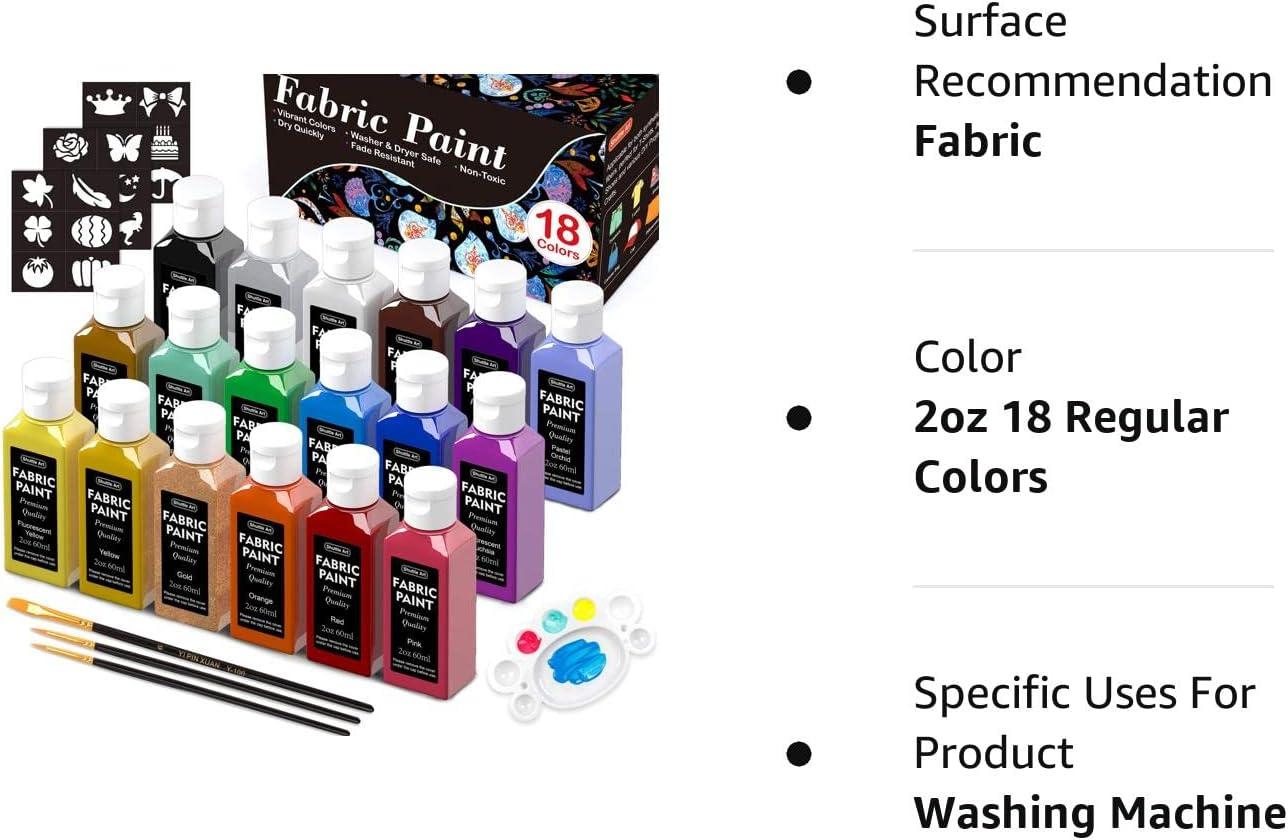 Fabric Paint Shuttle Art 18 Colors Permanent Soft Fabric Paint in