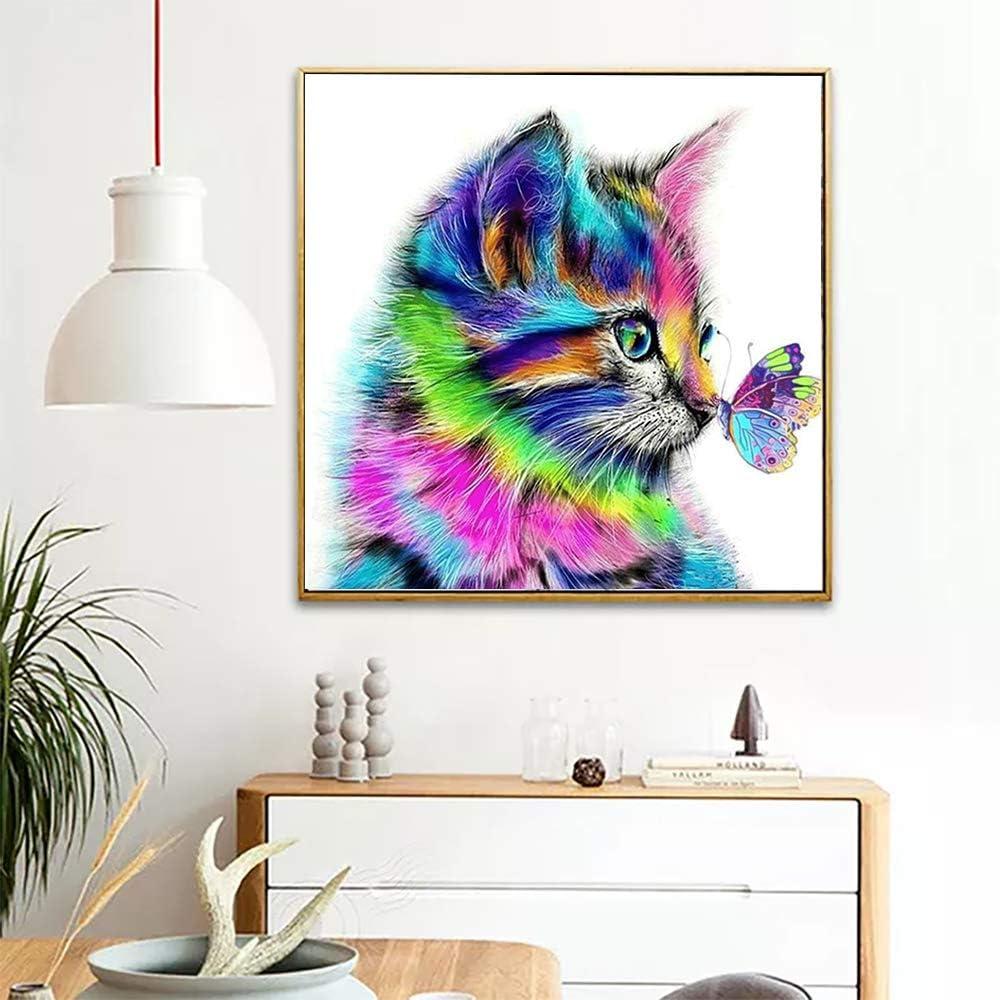 DIY Diamond Painting Kits Full Round Diamond Drill Colorful Butterfly Kiss  Cat 5D Gem Art and Craft Puzzle Embroidery Jewel Painting for Wall Decor  and Gift 11.8x11.8 inch A1 white butterfly kiss