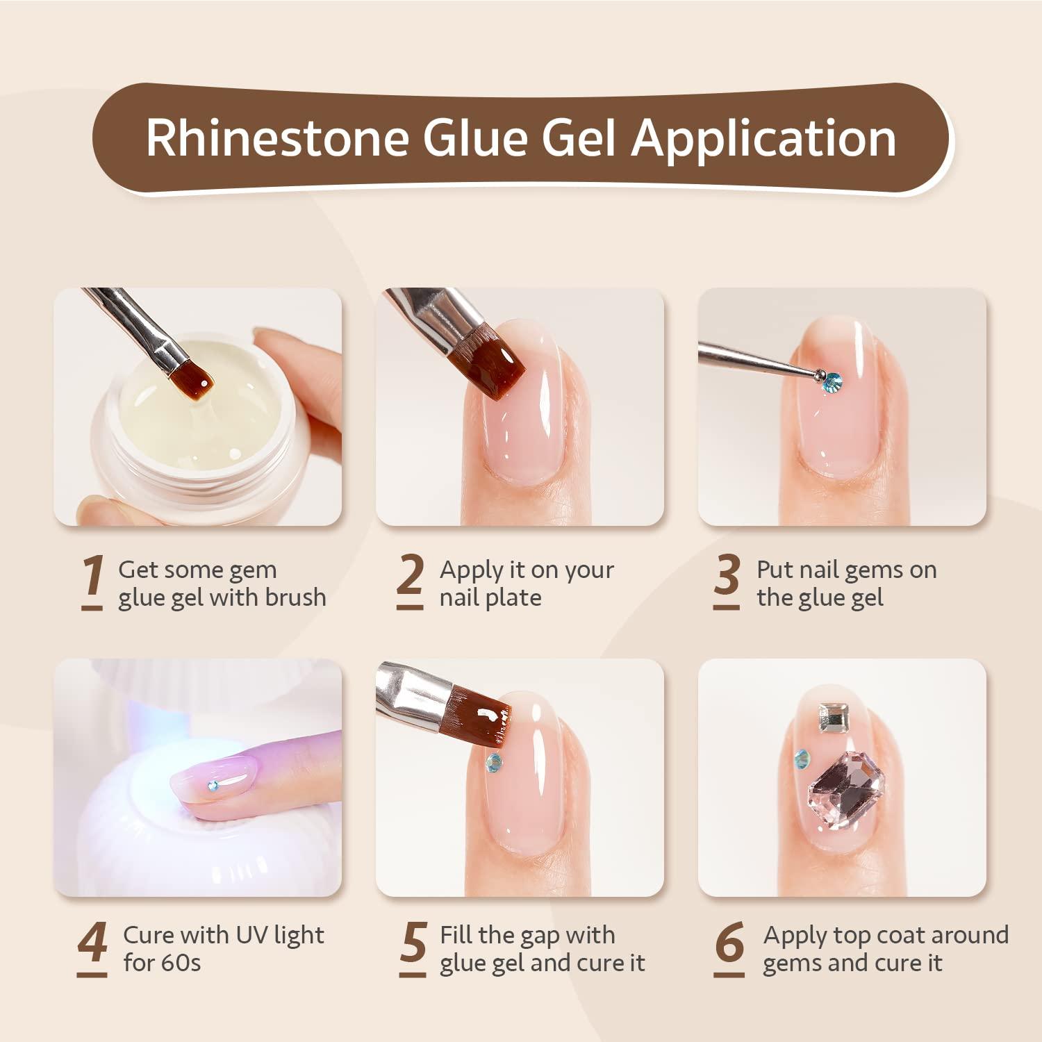 GAOY Rhinestone Glue for Nails 15ml UV Nail Gem Glue Gel with 2