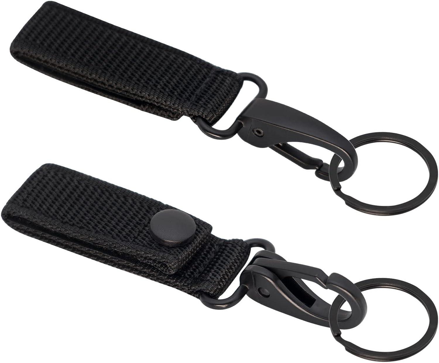Dotacty Heavy Duty Belt Keeper Clip Key Holder with Nylon MOLLE Strap &  Metal Snap & Key Clip & Key Ring Keychain Organizer Black