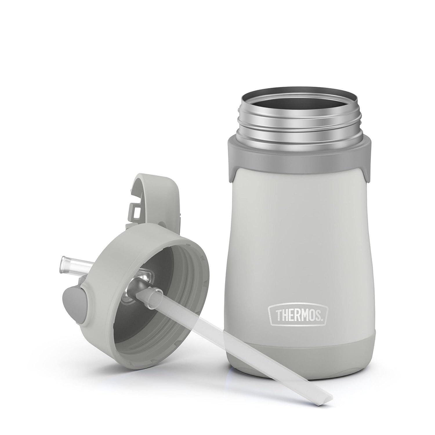 THERMOS Baby 10 Ounce Stainless Steel Vacuum Insulated Straw Bottle Gray