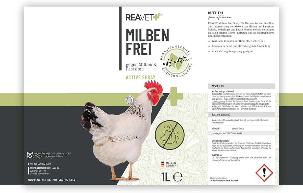 Image showcasing Reavet Mite Spray for Chickens 1L - Natural Mite Remedy Immediate ...