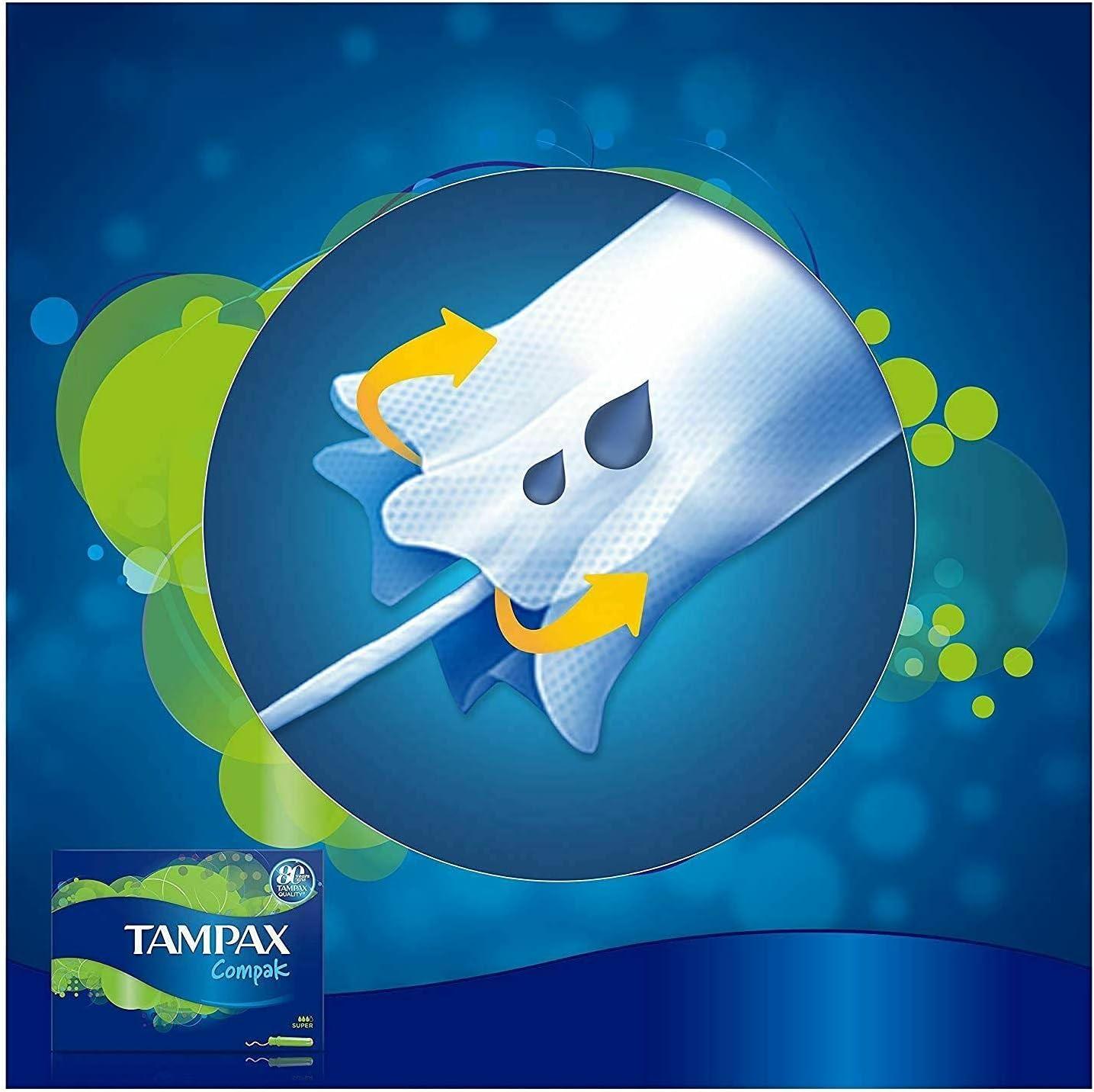 Tampax Compak Super Tampons with Applicator 18 Tampons Leak Protection